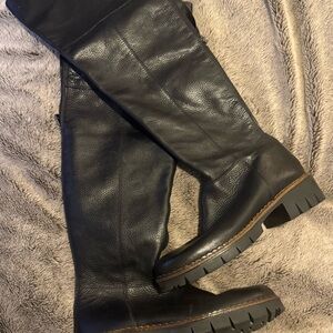 Black Leather Knee-High Boots